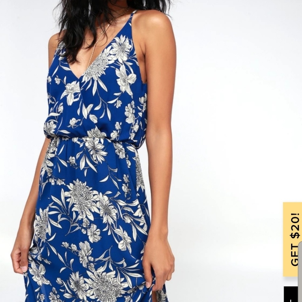 Lush Blue floral print midi/maxi dress